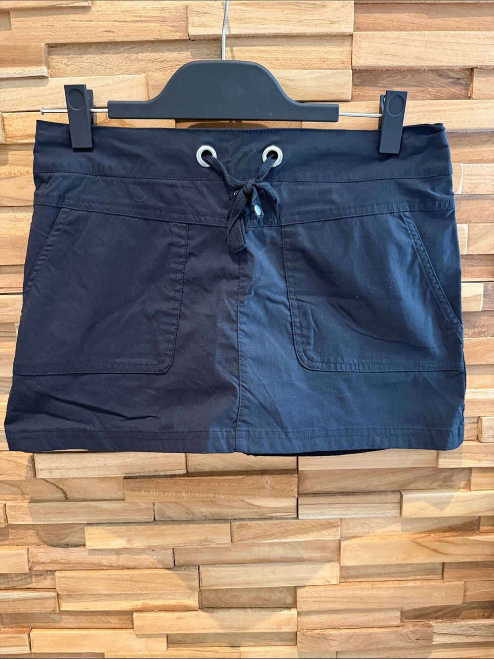 Prana Classic Black Drawstring Mini Skirt